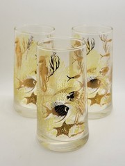 3 MCM Bartlett Collins Under The Sea Highball Tumbler Glasses Cocktail Barware