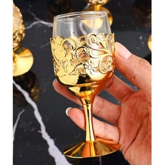 Golden Goblet Wine Glass Champagne Cup Cocktail Glass Royal Embossed Wine Goblet