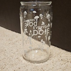 Everyday Dose Etched Mushroom Glass – 16oz Iced Coffee Can Glass – EUC