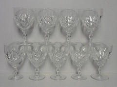 Crystal FANS AND DIAGONALS 14584 Water Goblets SOLD IN SET OF NINE GOBLETS