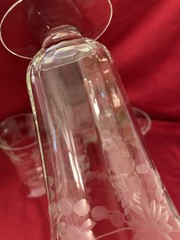 Set 4 Parfait/Iced Tea Glasses Optic Etched Floral & Swag 5.5” 10 Oz EXQUISITE