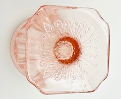 Vintage Jeannette Glass Pink Floral Blossom Square Footed Tumbler – Set of 5
