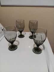 4 Libby Classic Smoke Teardrop Goblets Wine Glasses 7 In