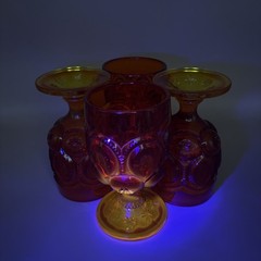 Vintage L.E. Smith Moon & Stars Amberina Goblets 5.75″ Set of 4