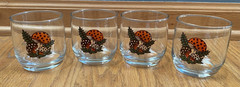 Vintage Sears Merry Mushroom Juice Lowball Drinking Glass Glasses 8oz Set of 4
