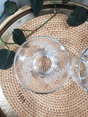 2 Vintage Libbey Tumbler Glasses 5.25” Embossed Lily of the Valley White Sparkle