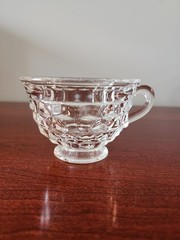 Vintage Fostoria American Clear Loop Handle Footed Flared Rim Glass Punch Cup