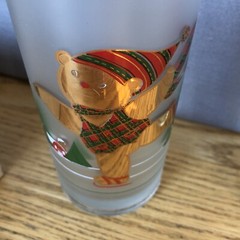 4 Vtg Culver 22K Gold High Ball Glasses Christmas “Yule” Bears W/Box – Festive