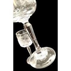 Vintage 1960s Czech Bohemia Hand Cut Crystal Cordial Stem Shot Glasses 2pc Set