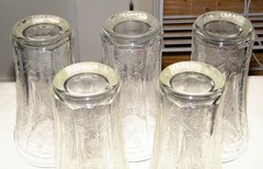 Vintage Set 5 Indiana Glass RECOLLECTION CLEAR FLAT TUMBLERS Iced Tea 14oz 6in