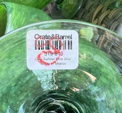 4 CRATE & BARREL Handblown Apple Green Glass Goblets Brandy Snifters Mexico