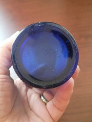WOW ELECTRIC Blue Northwood Carnival Glass Peach Pattern Tumbler