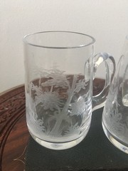 2 Stag & Grouse Etched Crystal Mugs, Queen Anne Wildlife Series?