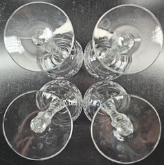 4 Rock Sharpe Halifax Champagne Sherbet Set Vintage Floral Cut Stemware MCM Lot