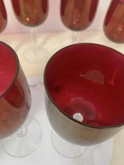 GLASTONBURY LOTUS Ruby Wine Goblets Stem 1500 . Set Of 8 Glasses