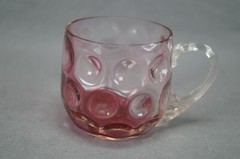 Victorian Rubina Spot Optic Inverted Thumbprint Custard / Punch Cup Circa 1880s