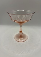Vintage Fry Glass Pink 💕 Straight Optic 5 1/8″ Saucer Champagnes EUC Pretty