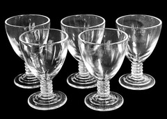 5 ANCHOR HOCKING Manhattan Clear Sherry Cordial Glasses Ribbed Pattern (3-3/4″)