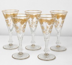 ST LOUIS Massenet Clear Gold Encrusted – Crystal Sherry Glasses – Set of 8
