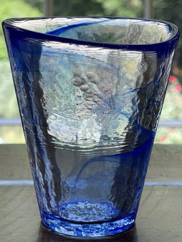 Kosta Boda MINE Ulrica Hydman Vallien UHV Glass Tumbler – Sweden – Blue Swirl