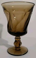 Pair Of Vintage Fostoria Jamestown Smoke Brown 5 7/8″ Tall 4″ Dia Water Goblets