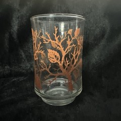 Vintage MCM Libbey Brown/Orange Autumn Tree Juice Glass