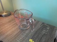 Anchor Hocking #1622 16 oz 2 Cup Glass Measuring Cup Red Lettering 500ml Vintage