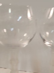 Tropical Etched Palm Tree Wine Glasses x 3 Frosted Bamboo Stem Cocktail Barware