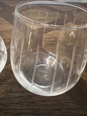 Mikasa Crystal Cheers Stemless Wine Glasses Lot Of 4 Mikasa Cheers Etched Signed