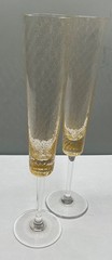 OTTO FRANEK CHAMPAGNE FLUTES GOLD FLECKS SET 2