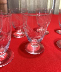 Etched Crystal Glasses Set of 8 Wheat Pattern Wine Water Juice Tea Vintage MINT!