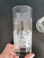 Set of 3 Vintage Libbey Snowy Pines White Trees Tumblers High Ball Glasses