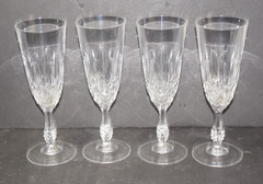 Royal Crystal Rock Linea Medici Lead Fluted Champagne Glasses Lot of 4