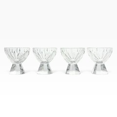1970s Vintage 4 Cordial Liquor Shot Glasses 2.25” 1.25oz Hexagon Pedestal Base￼