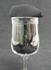 Lenox Crystal Moonspun Wine Glass Goblet Platinum Trim Etched Flowers 6.25”