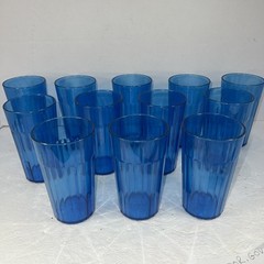 Vintage Arrow Tumbler Set Of 12 Cobalt Blue Small 5″ Plastic Made In U.S.A Cups