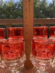 vintage kings crown ruby flashed – set of 4 Wine and 4 Cordial Glasses