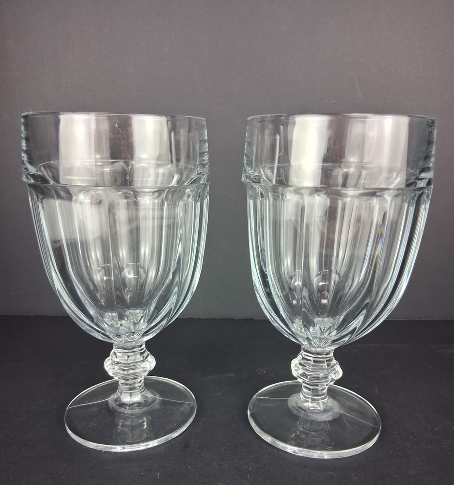 Libbey Duratuff Gibraltar (2) Iced Tea Goblets 7″ USA Clear 16 Oz