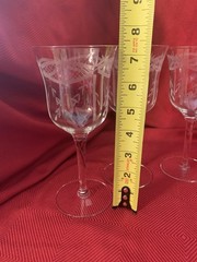 Vintage Set 5 Art Deco Etched Water Goblets MCB34 By McBride Retired Rare Find