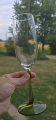 Set of 2 OLIVE GREEN By Cristal D’arques Champagne Flutes 8oz EXCELLENT COND.