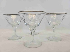 Fostoria Bridal Belle Champagne Coupe Glasses Set of 4 Silver Rim Vintage 6072