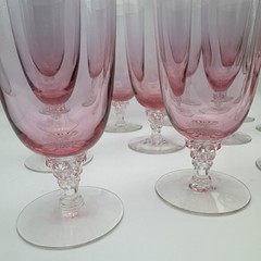 Tiffin Franciscan Wistaria Glassware Pink Iced Tea Goblet Vintage 6 3/4 in