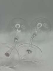 Dorni & Thomas Bent Stem Wine Glasses. Set Of Two With Etched Phrase.