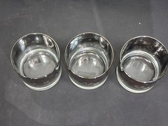 3 Vintage Dorothy Thorpe Low Ball Glasses Silver Atomic Starburst Lusterware
