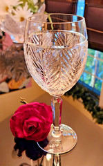 FLAWLESS! BEST PRICE! RALPH LAUREN HERRINGBONE CRYSTAL 8 3/4″ WATER GOBLETS