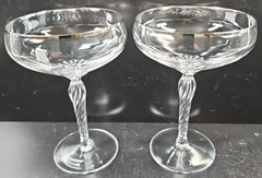 2 Lenox Madison Platinum Champagne Sherbert Glasses Set Crystal Twisted Stemware