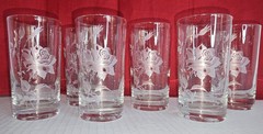 Set of 6 Vintage Libbey Rose Bouquet Glass Tumblers 4 ⅝ In MCM