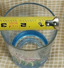SET 4 Federal Short Glass Game Birds & Flamingo’s Clear & Blue Tumblers 3 ¼”