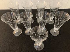 6 Champagne Flutes Model Orval Cut Crystal Daum (Price Per Unit)