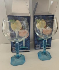 2 X Hexagon Base Bombay Sapphire Large Balloon Gin Glasses 7.75”x3.25” NIB